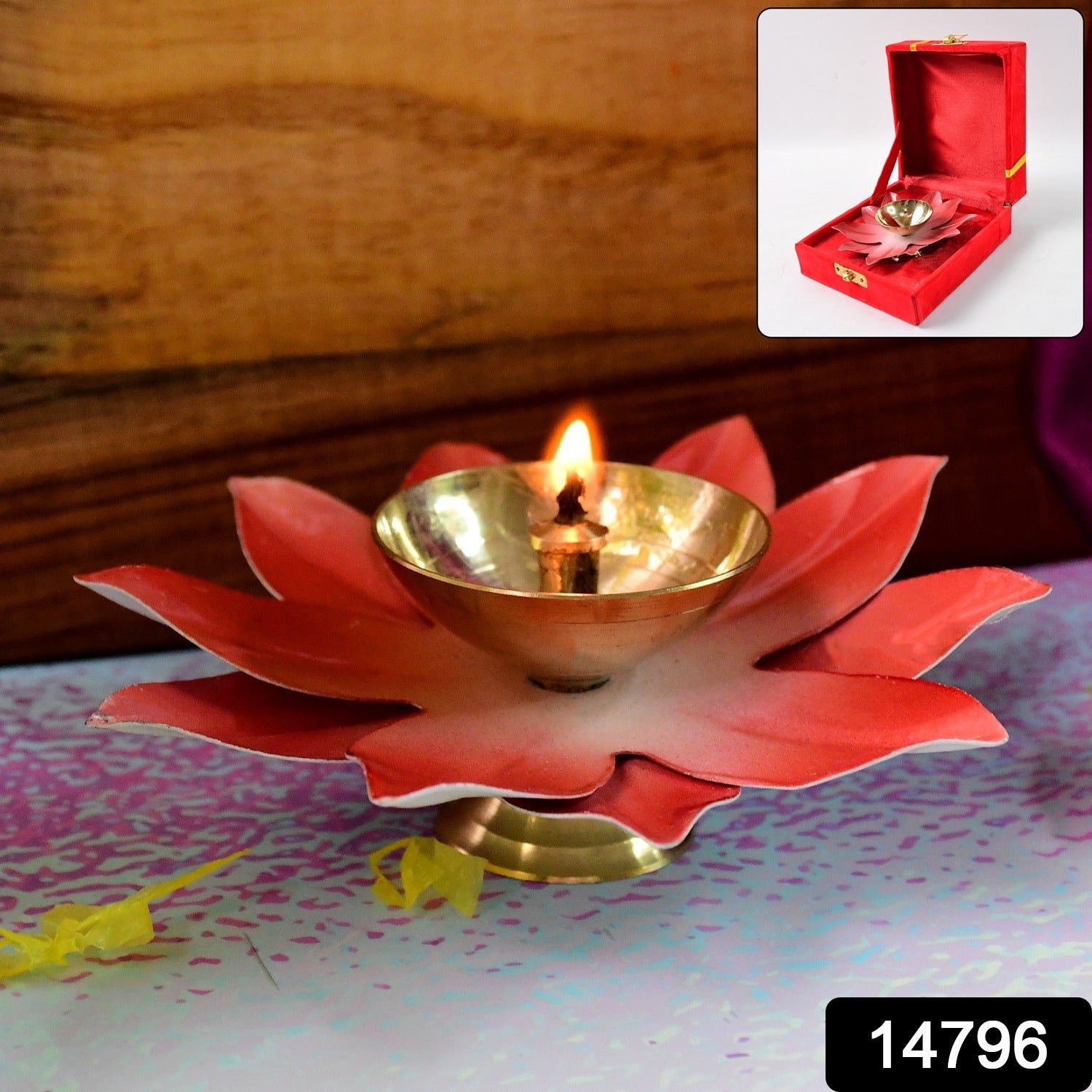 Brass Lotus Oil Diya – Elegant Spiritual Pooja Light