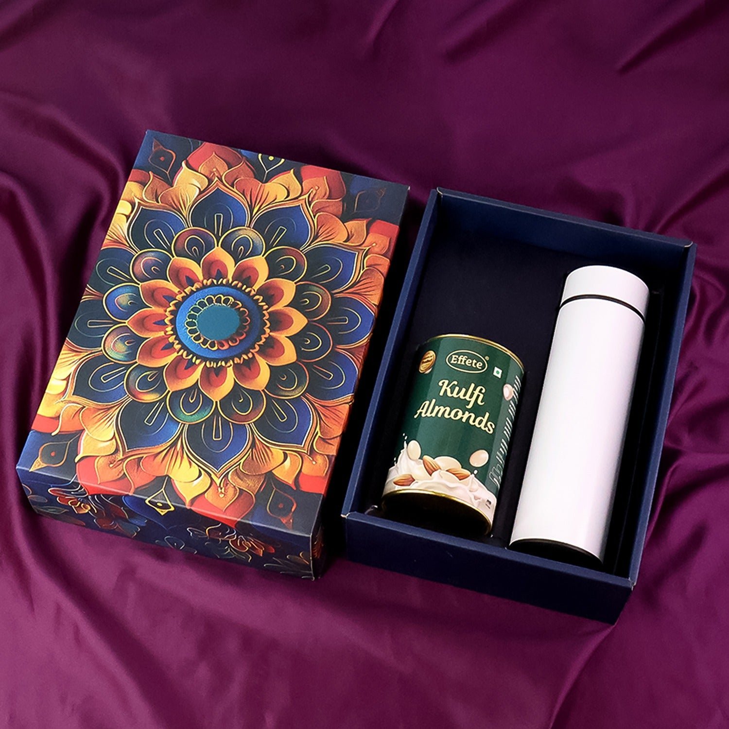 Kulfi Almonds Gift Hamper – Festive Combo with Stainless Steel Bottle