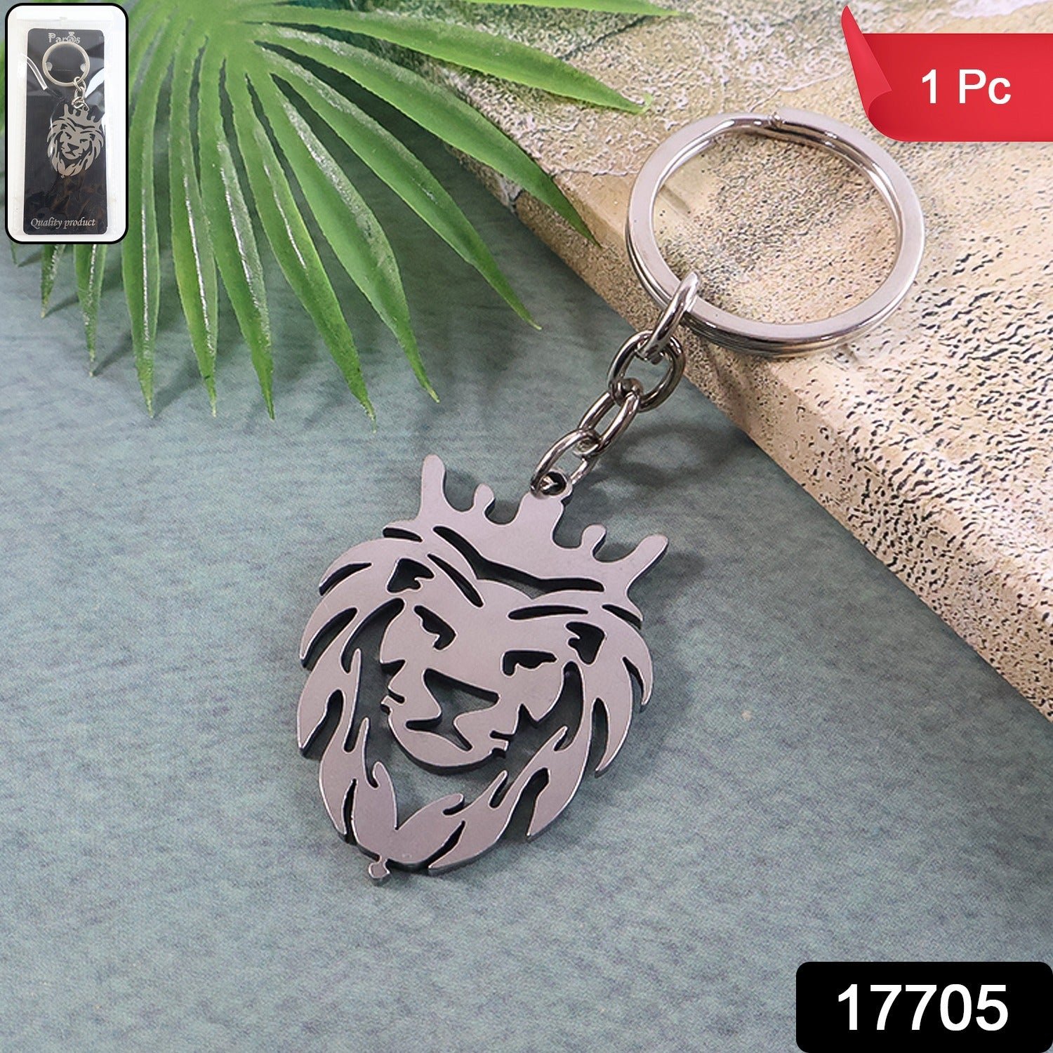 Lion Head Keychain – Stainless Steel Durable Crown Design