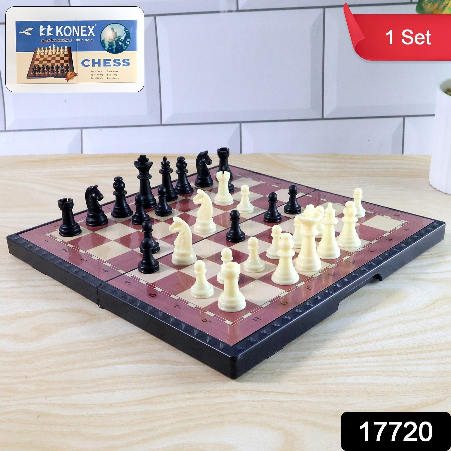 Foldable Magnetic Chess Board - Travel Friendly 24x24 cm