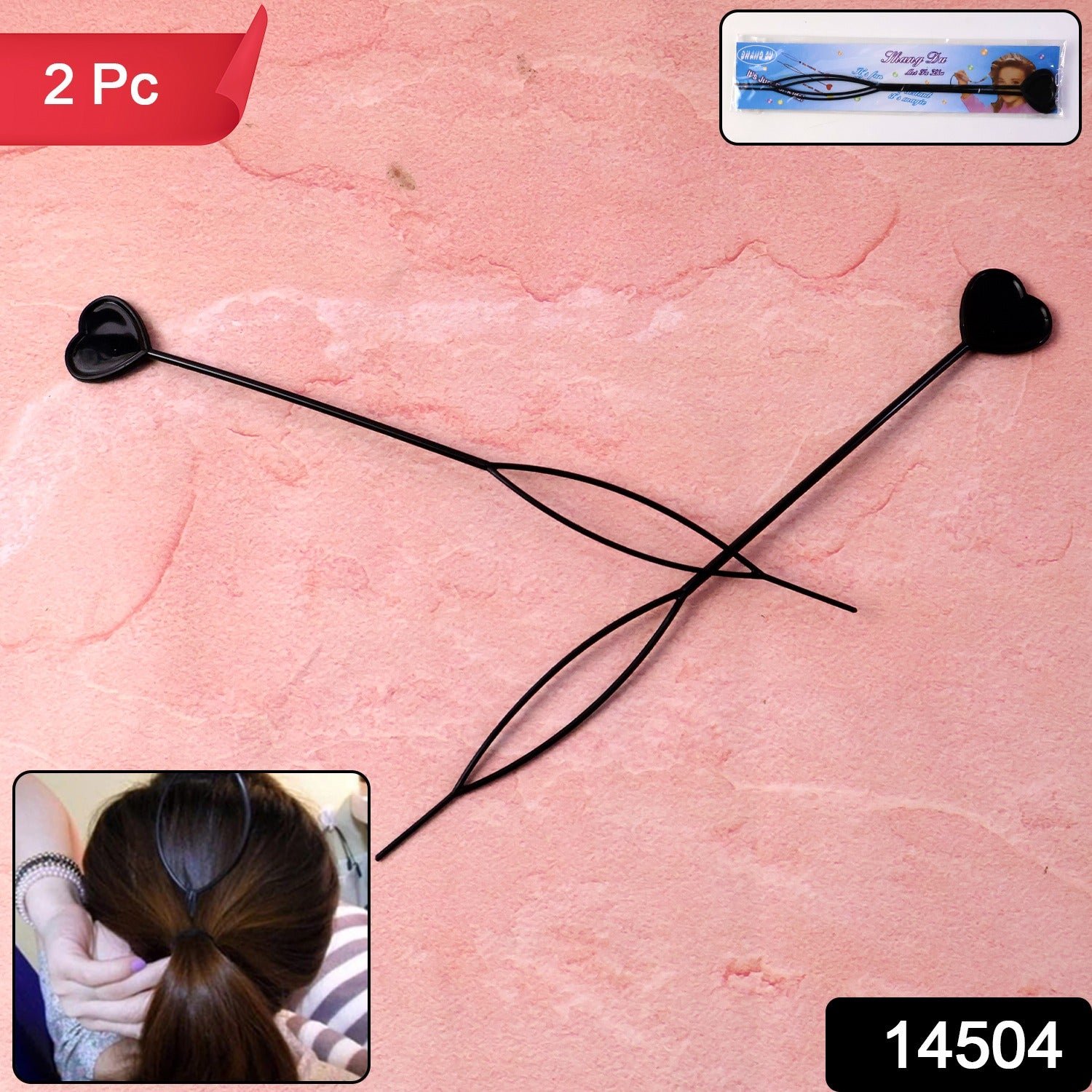 Heart-Shaped Hairpin Set – Stylish Black Clips for All Hair Types