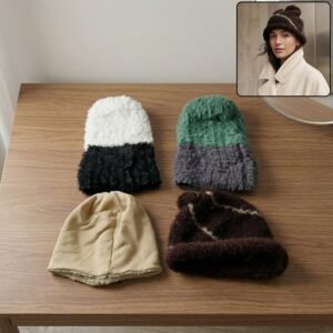 WintercapCombo01-WOSKU-01-1 Winter Woolen Beanie Cap – Soft & Warm Fleece Lined Knit Hat