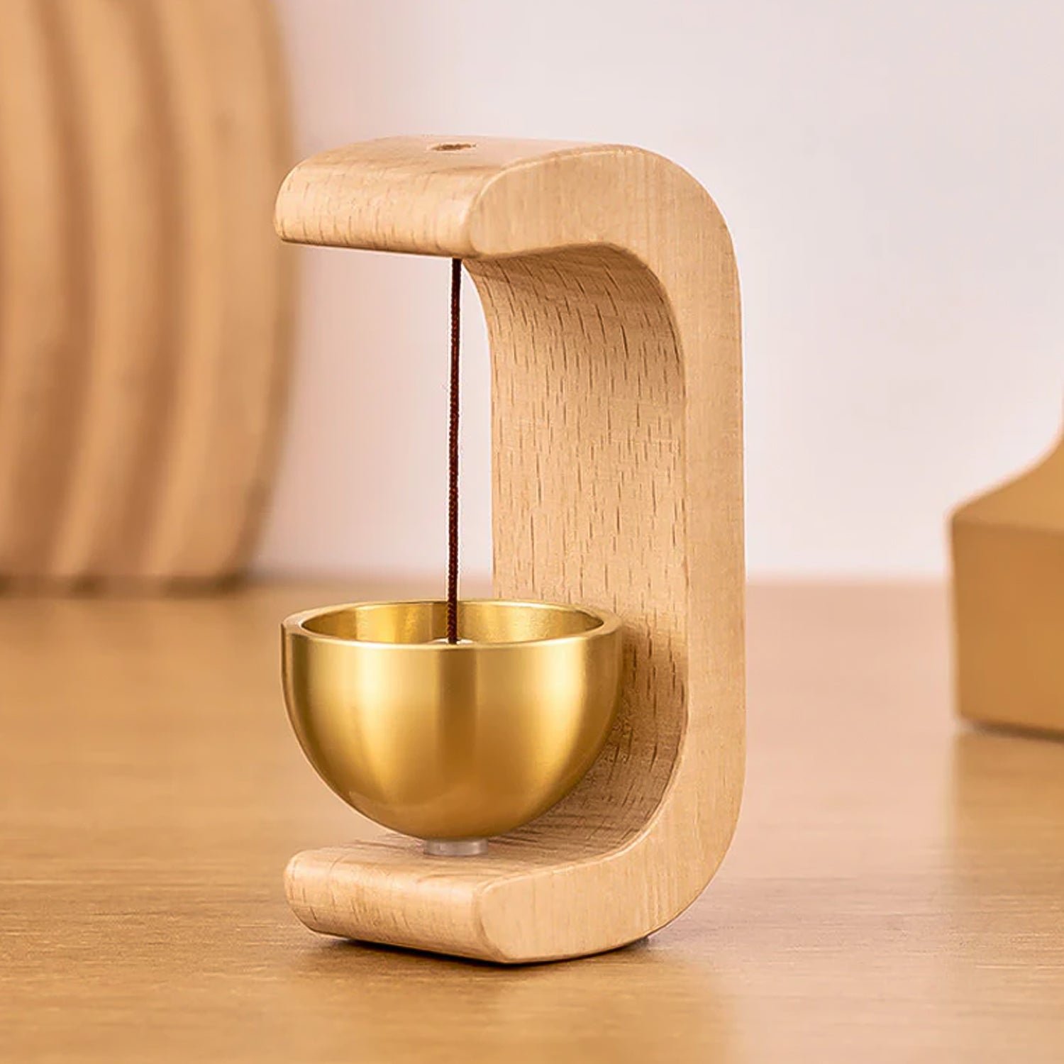 Zen Meditation Bell – Japanese Style Wooden Stand with Brass Chime