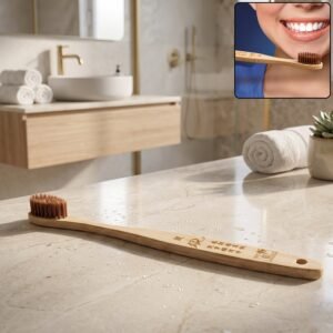 Soft Bristle Bamboo Toothbrush, Eco-Friendly Wooden Toothbrush with Engraved Handle (1 Pc)