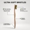 Soft Bristle Bamboo Toothbrush, Eco-Friendly Wooden Toothbrush with Green Bristles (1 Pc)