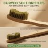 Soft Bristle Bamboo Toothbrush, Eco-Friendly Wooden Toothbrush with Green Bristles (1 Pc)