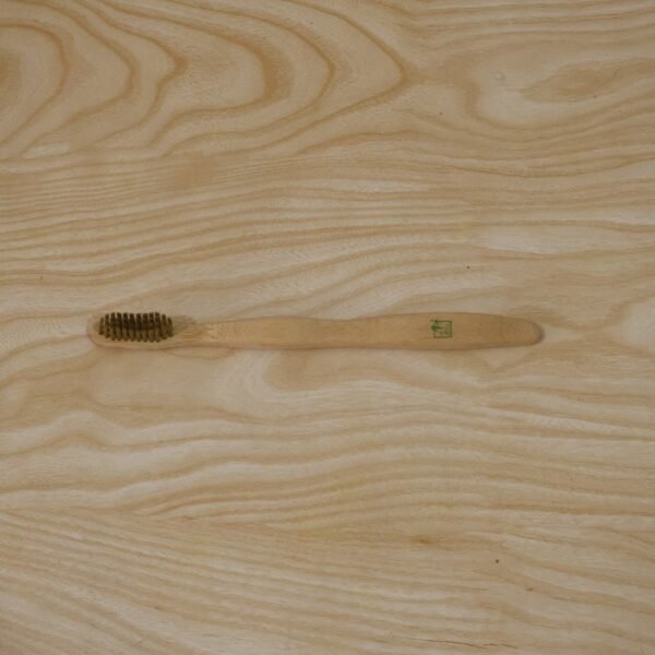 Soft Bristle Bamboo Toothbrush, Eco-Friendly Wooden Toothbrush with Green Bristles (1 Pc)