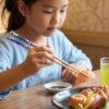 Reusable Bamboo Chopsticks with Blue Chinese Print Design (2 Pc)