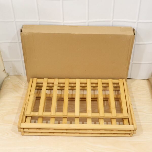 3 Layer Foldable Bamboo Shoe Rack Multi-Purpose Storage Shelf (1 Set)