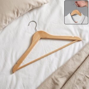 Premium Wooden Cloth Hanger Garment Coat Hanger with Bar for Wardrobe (1 Pc)