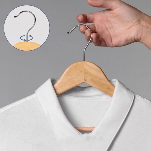 Premium Wooden Cloth Hanger Garment Coat Hanger with Bar for Wardrobe (1 Pc)