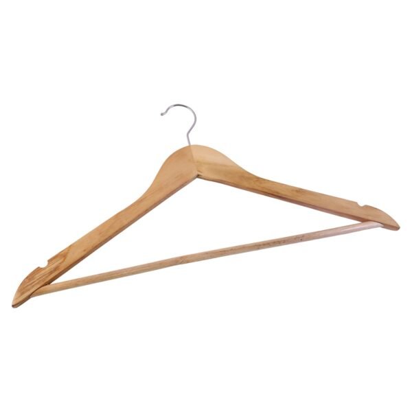 Premium Wooden Cloth Hanger Garment Coat Hanger with Bar for Wardrobe (1 Pc)