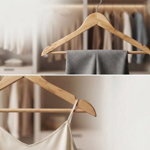 Premium Wooden Cloth Hanger Garment Coat Hanger with Bar for Wardrobe (1 Pc)