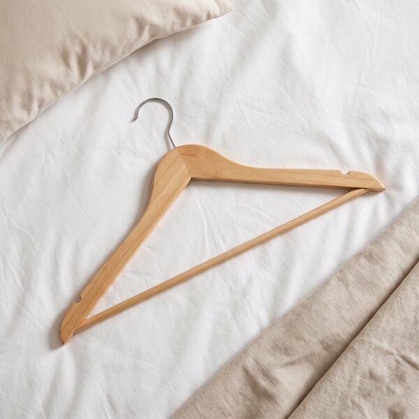 Premium Wooden Cloth Hanger Garment Coat Hanger with Bar for Wardrobe (1 Pc)