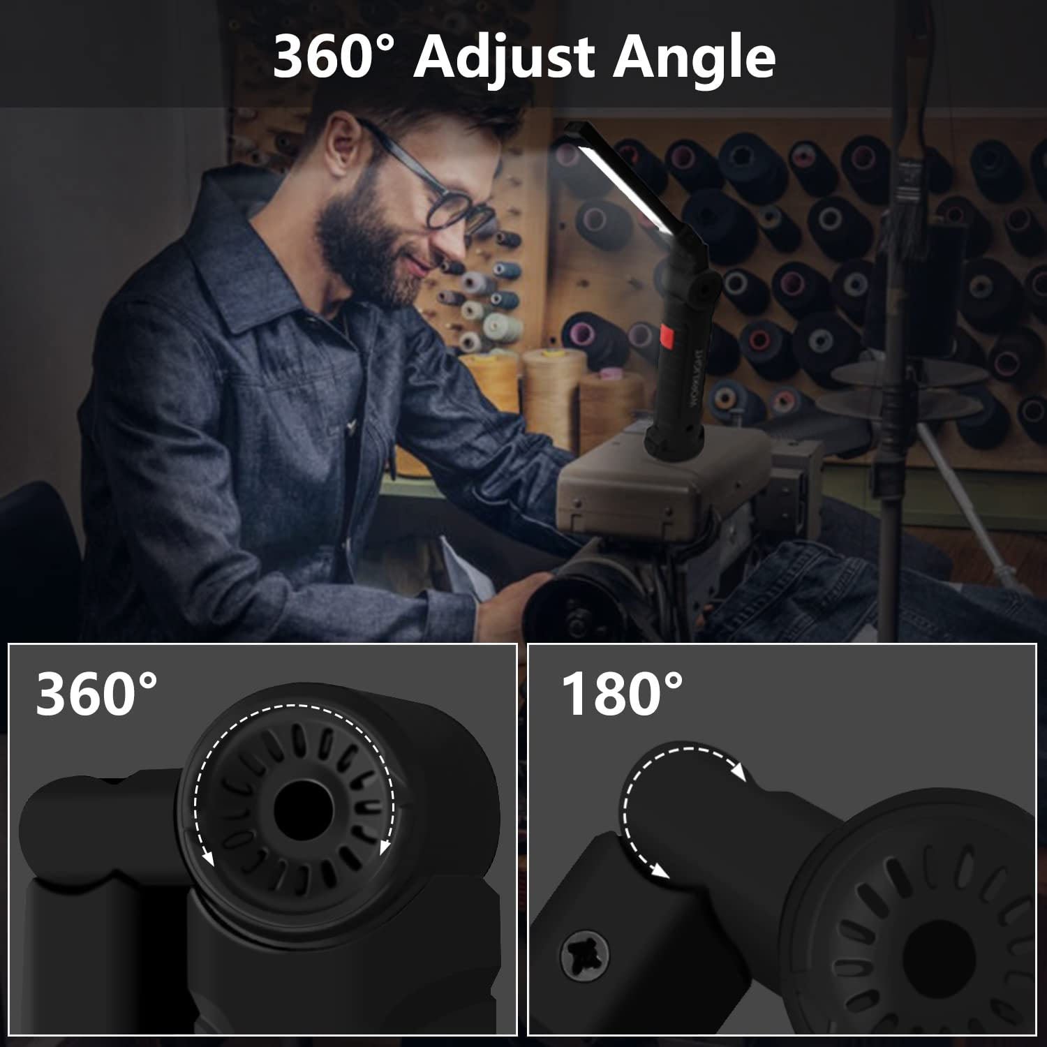 Rechargeable LED Work Light – Compact with Adjustable Arm & Magnetic Base