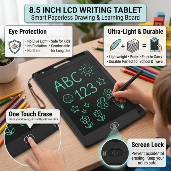 LCD Writing Tablet with Stylus Pen for Kids Drawing and Learning, BIS Certified  (1 Pc)