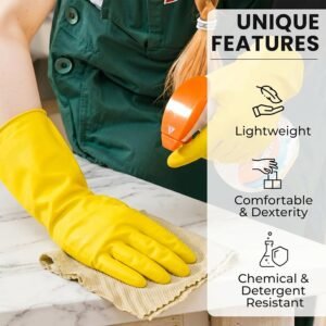 YellowGloves01L-05 Waterproof Rubber Gloves – Durable & Reusable for Household Tasks