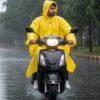 Reusable Waterproof Raincoat – Hooded Long Yellow Rain Poncho