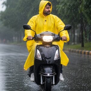 Reusable Waterproof Raincoat – Hooded Long Yellow Rain Poncho