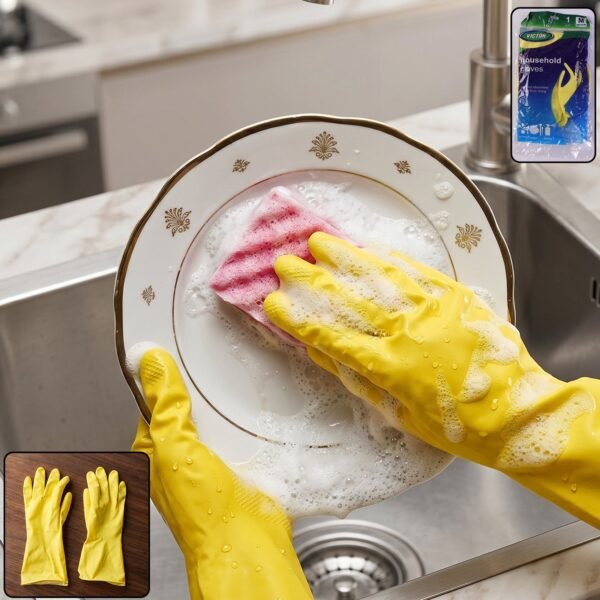 Waterproof Rubber Cleaning Gloves – Durable & Reusable for Household Tasks