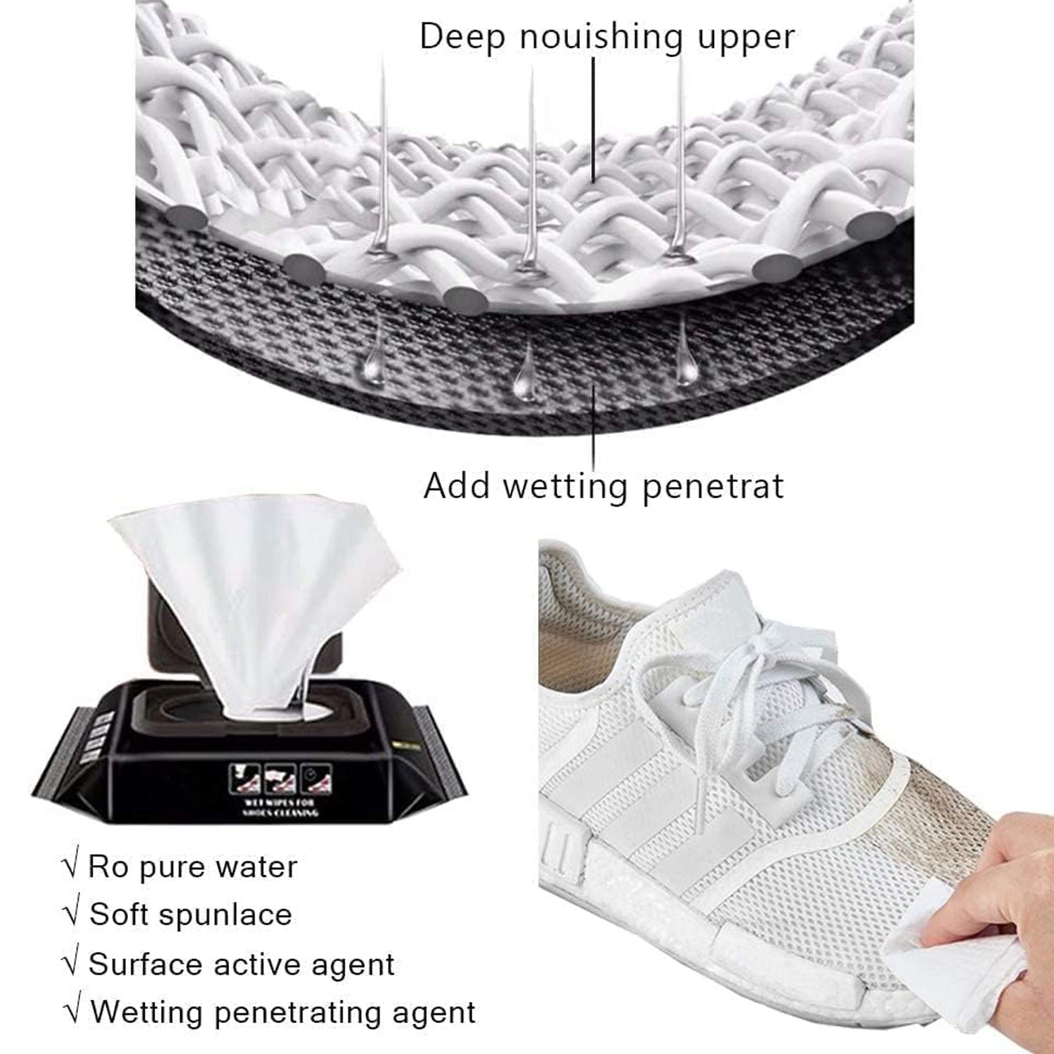 Shoe Cleaning Wet Wipes – 80 Pack Travel Friendly | Velvet Wipe