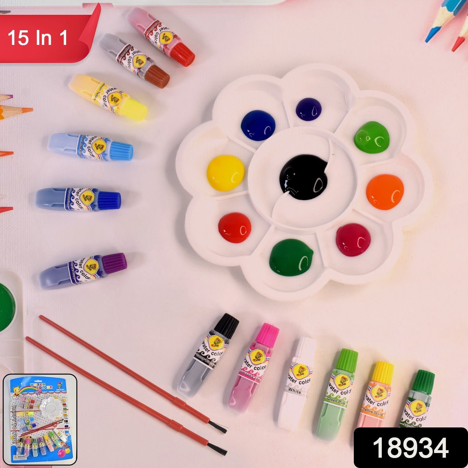 Water Colour Kit for Kids – 15-in-1 Vibrant Paint Set