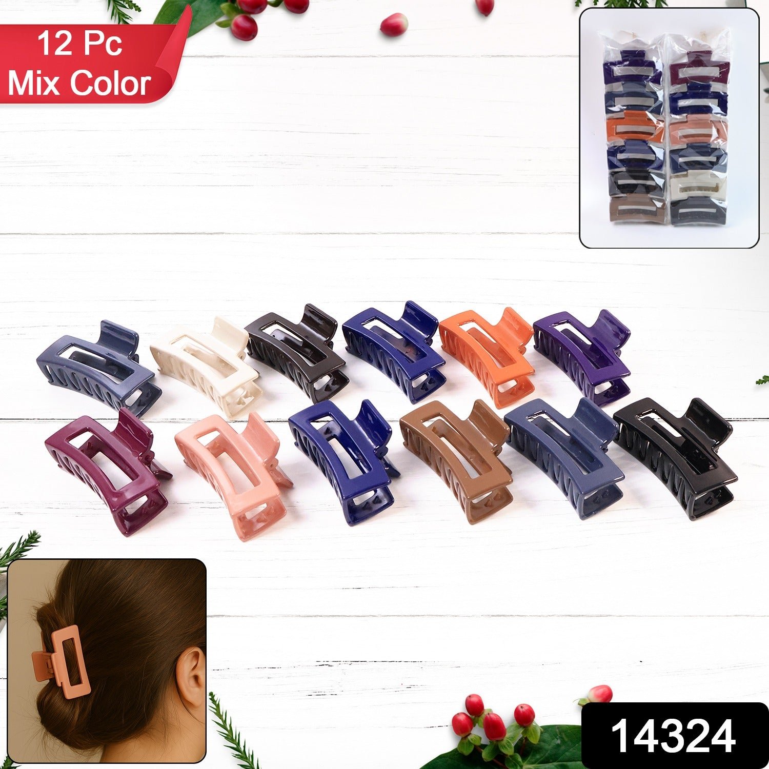 Matte Rectangle Hair Claw Clip – Strong Hold & Assorted Colors Pack