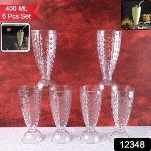 Plastic Milkshake Glass Set – Durable 400ML Plastic Tumblers (6 Pieces)