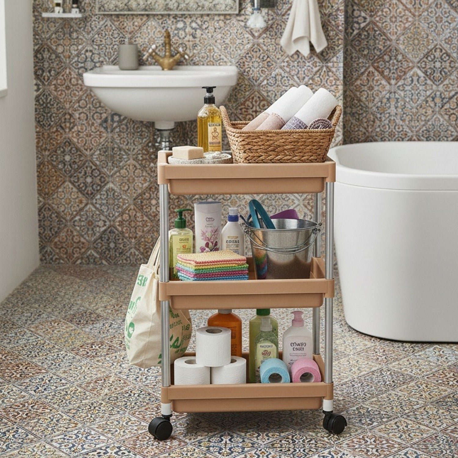 3-Layer Storage Trolley – Portable, Rolling & Durable Organizer