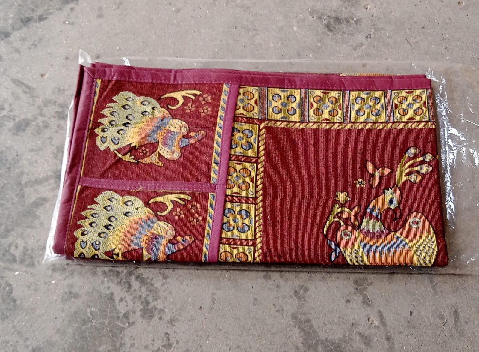 Cotton Fridge Top Cover – Peacock Design with Pockets | Dabster