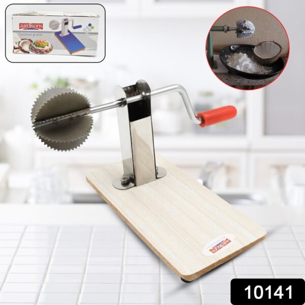 Coconut Scraper with Wooden Base – Safe & Durable | Quickslice