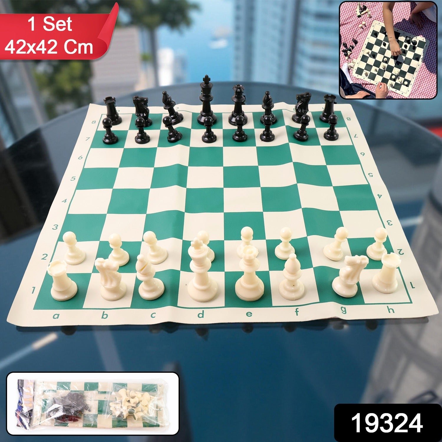 ab54b395-1dd7-4294-8caa-360990156ffa Portable Chess Set – Big, Foldable, Travel-Friendly Vinyl Board