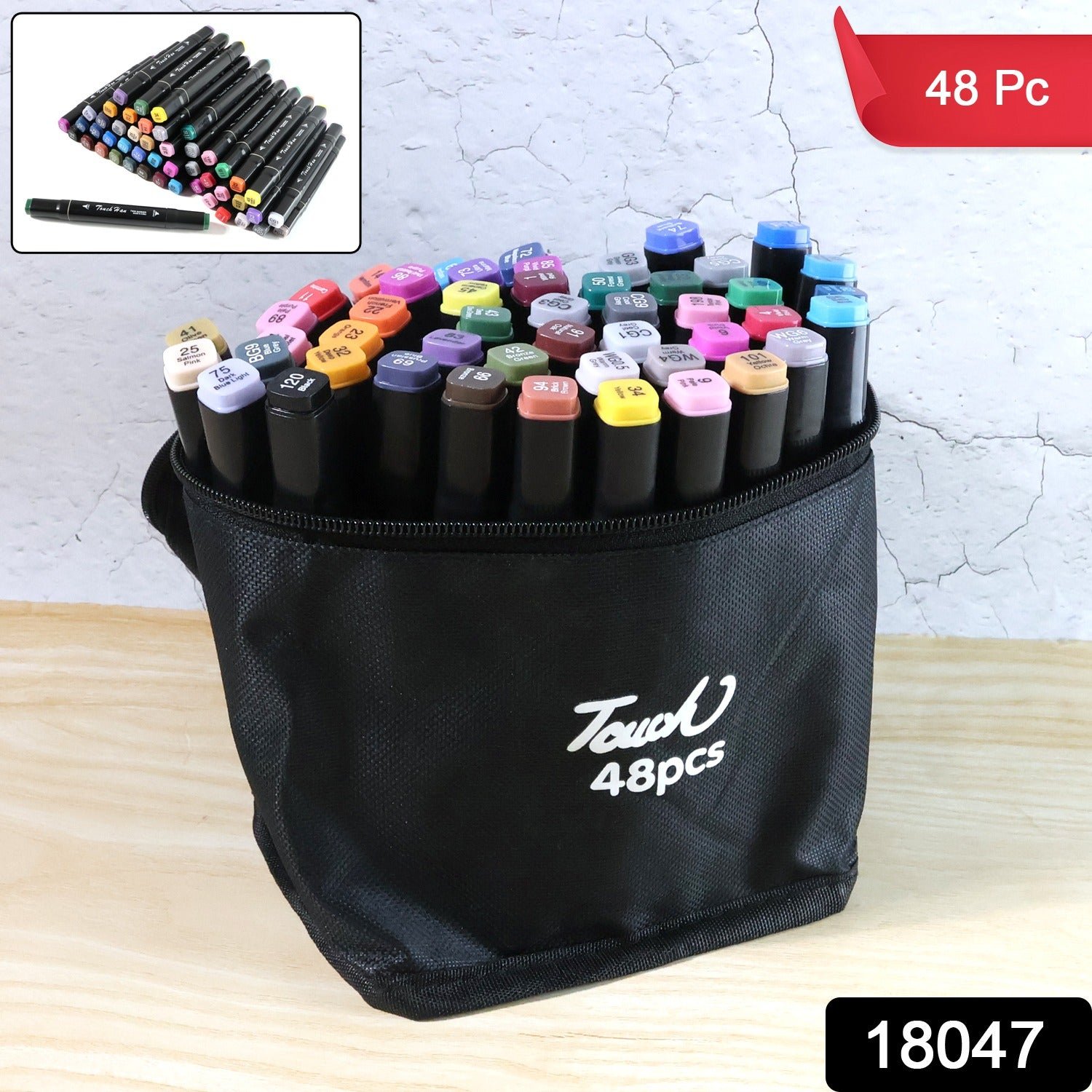 Sketch Markers Set – 48 Vibrant Dual-Tip Colors with Carrying Case