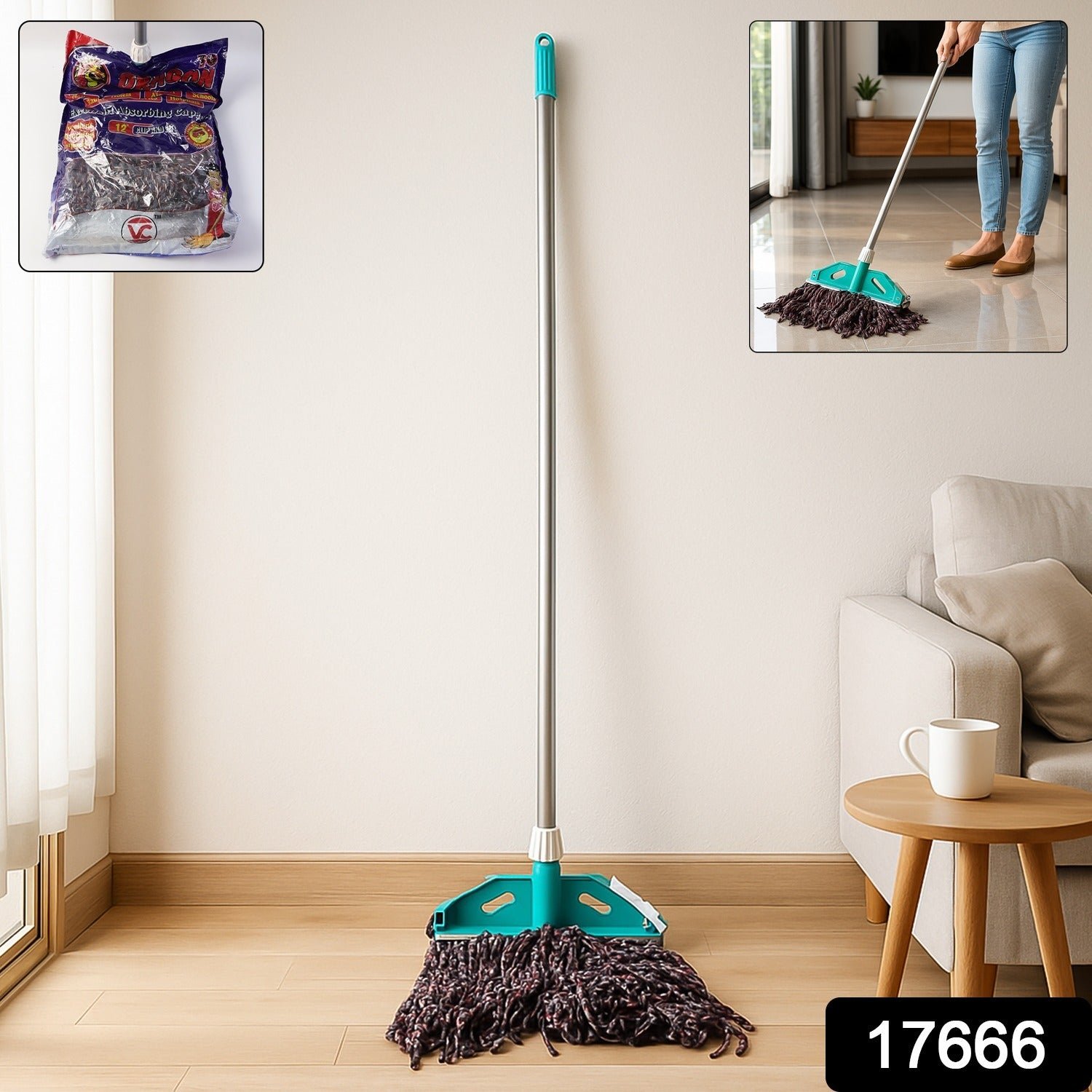 Cotton Yarn Floor Mop – Super Absorbent with Long Handle