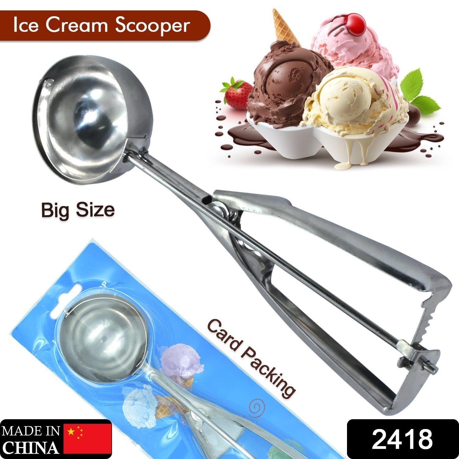 Ice Cream Scoop – Trigger Release Stainless Steel | Indo Glow