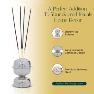 Lotus Agarbatti Stand – Durable Steel Incense Holder for Pooja