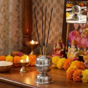 Lotus Agarbatti Stand – Durable Steel Incense Holder for Pooja