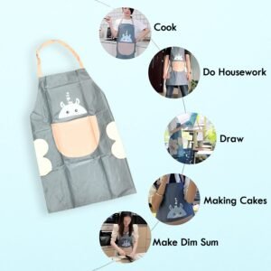 Cartoon Animal Kitchen Apron – Durable with Front Pocket