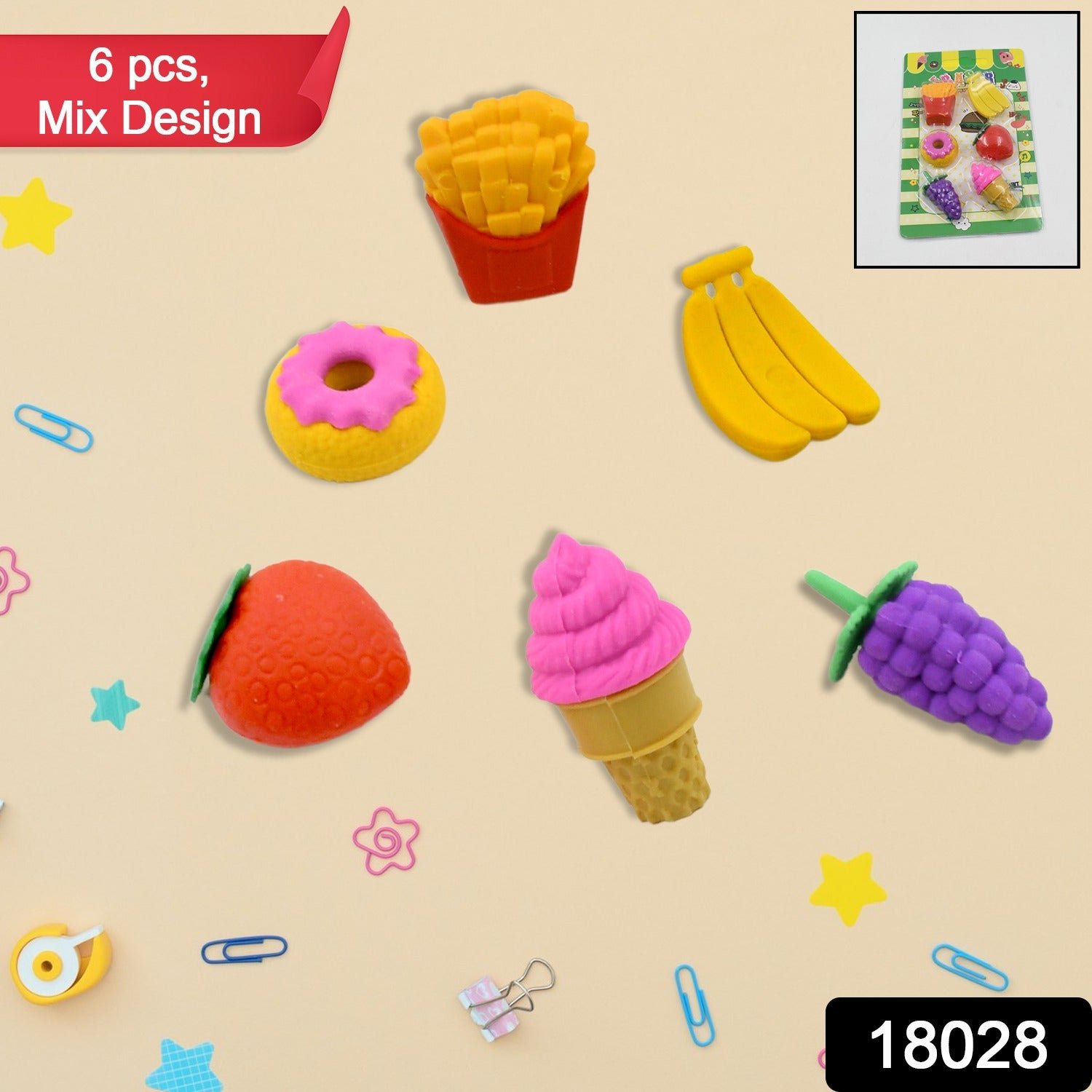 Kids Eraser Set – Fun 3D Food Novelty Erasers | Craftily