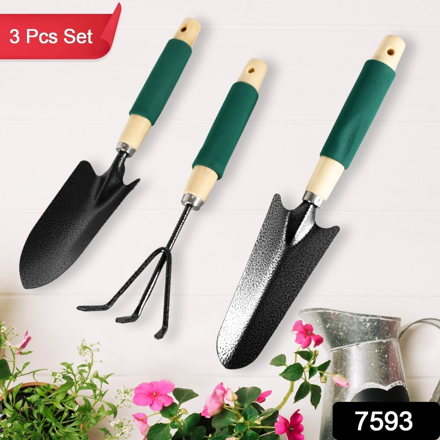 Gardening Tool Set – Heavy-Duty 3-Pc with Wooden Handles | XcelCraft