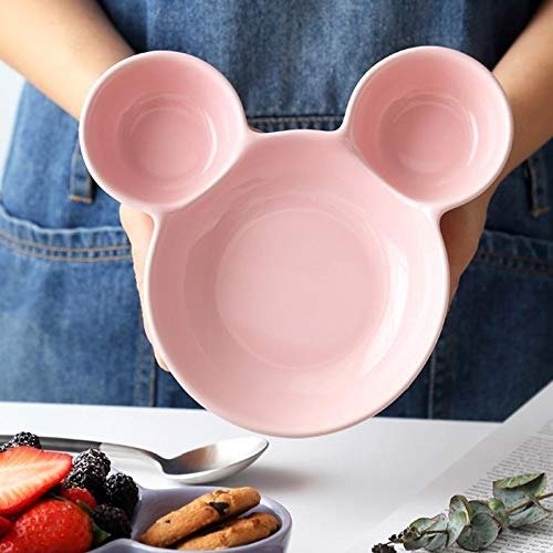 Kids Snack Plate – Mickey Shaped Sectioned Wheat Straw Plate | Baby Ladle