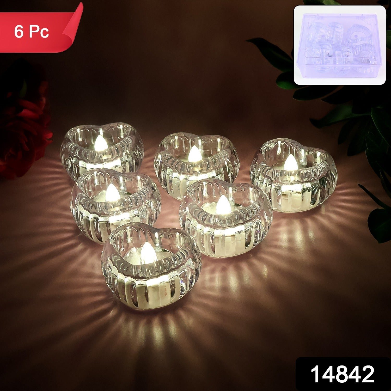 b64cba15-7837-44ac-bf2d-7bd5e58f9758 LED Crystal Tealight Candles – Elegant Flameless Warm Glow (6 Pc)