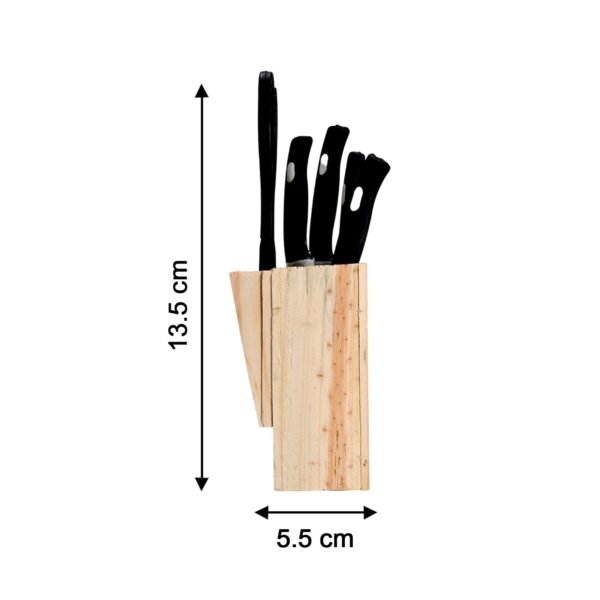 Kitchen Knife Set – 5-Piece Black Set with Wooden Block & Scissors