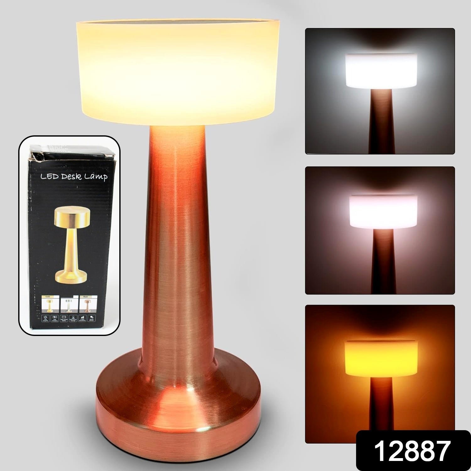 Touch Control LED Lamp – 3 Color Dimmable, Rechargeable | Styleva