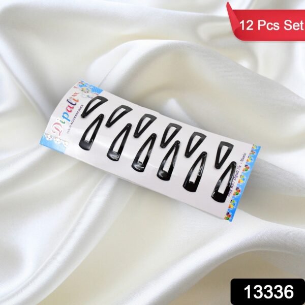 Metal Tic Tac Hair Clips – 12 Pcs Matt Black Set | Calm & Curl