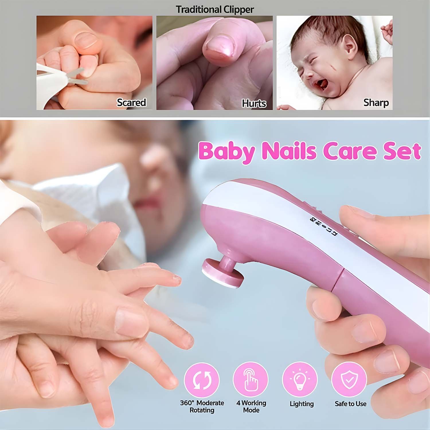 Electric Baby Nail Trimmer – Gentle 6-in-1 Care | Babyova