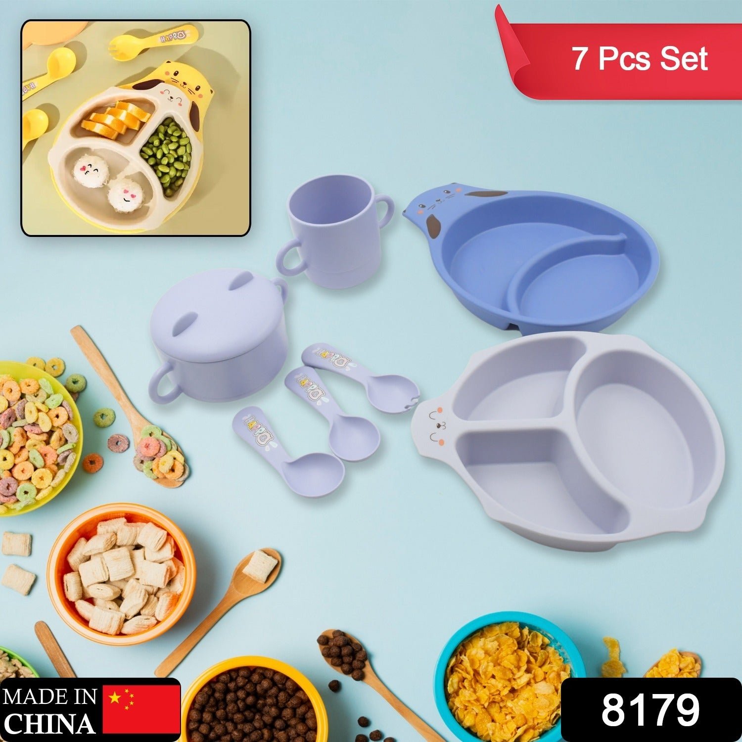 bbb902cf-73be-408e-8367-17cd9190b0b1 Bamboo Fibre Baby Feeding Set – 7 Pcs Dinnerware | Baby Ladle