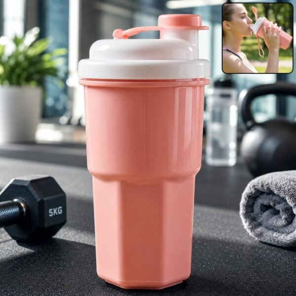 Sports Water Bottle 400ml Leakproof Flip Lid Shaker Tumbler for Gym