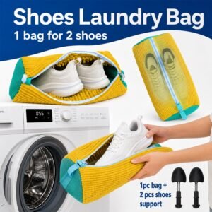 Shoe Laundry Wash Bag with 2 Shoe Support for Washing Machine (1 Set)