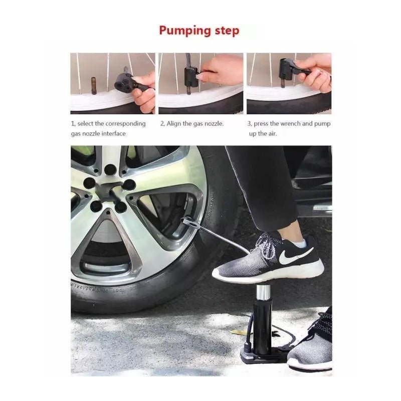 Mini Foot Pump – Portable Tire Inflator with Gauge | Velvet Wheels